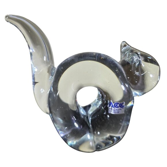 Handmade Crystal Cat Figurine By ACC Taiwan 6" Transparent Decor paperweight - Picture 1 of 4